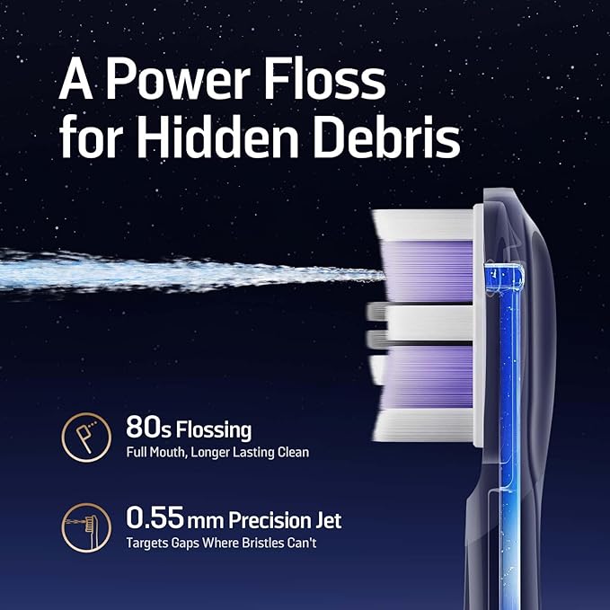 Soocas NEOS II Ultra – Electric Toothbrush with Water Flosser Combo, 3-in-1: Flosses, Vibrates and Oscillates, Flossing Toothbrush for Adults, Cordless Water Flosser for Travel, Midnight Blue