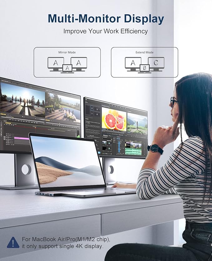 USB C Hub Adapter MacBook - UtechSmart 7 in 2 MacBook Pro/Air Accessories Multiport Adapter with Thunderbolt 3 Port, 100W PD 4K@30Hz, 40Gbps 4K HDMI, 3*USB3.0 Data Port SD and MicroSD Card Reader