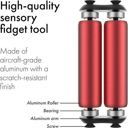 ONO Roller - Handheld Fidget Toy for Adults | Help Relieve Stress, Anxiety, Tension | Promotes Focus, Clarity | Compact, Portable Design (Red, Junior Size - Aluminum)