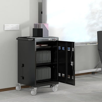 35 Device Mobile Charging Station for Laptops/Tablets/iPads/Chromebooks,35 Bay Lockable Charging Cabinet with Cable Management & Power Strip Included, Laptop & Tablet Storage Carts,Easy Assembly