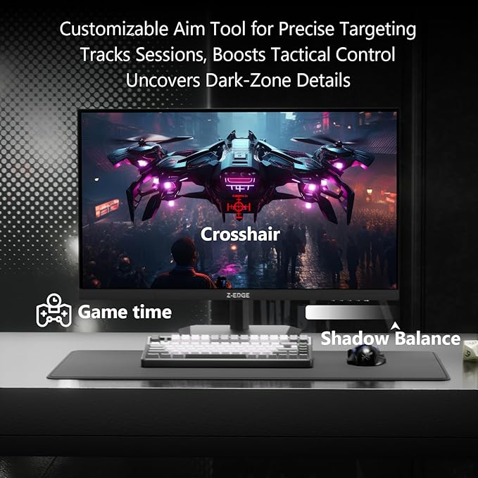 Z-Edge 27 inch Gaming Monitor 320Hz 300Hz, 2K QHD 1440P Fast IPS Monitor, G27IS 1ms MPRT Refresh Rate, sRGB 99%, Shadow Balance, PIP/PBP, HDMI 2.1x2, DP 1.4x2