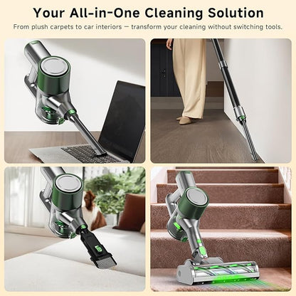 Cordless Stick Vacuum Cleaner - Lightweight Handheld Vacuum with Self Standing, Removable Battery with 45min Running Time, Anti-tangle Wireless Vacuum for Home Pet Hair/Hardwood Floor/Carpet GB