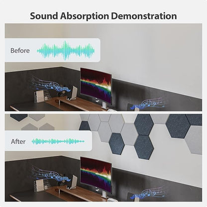Amantech 12 Pack Acoustic Panels Self Adhesive Sound Proof Foam, High Density Sound Acoustic Foam Panel, 12X10.23X0.4 Inch Hexagon Wall Panels in Home, Office, Reccording Room, Studio(Orange)