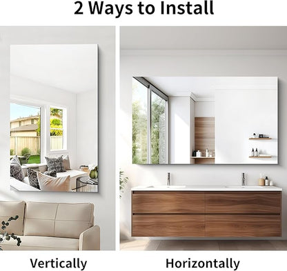 CILIBER Frameless Mirror, 60x36 Large Bathroom Mirrors for Wall, Upgraded Shatterproof Rectangle Vanity Mirror Over Sink with Polished Edge for Bathroom,Bedroom,Living Room and Entryway
