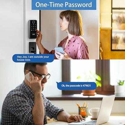 UMIK UMIKSMART Fingerprint Door Lock with Handle Set, Keyless Entry Smart Door Lock, Electronic Keypad Deadbolt Locks, App Control for Front Door, Home (Matte Black in Zinc)