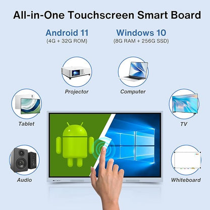 JYXCN Smart Board Collaboration Hub, 55" Digital Interactive Whiteboard Display with 4K Touchscreen, Dual System, Electronic Smartboard for Classroom Office Home(Wall Mount Included)