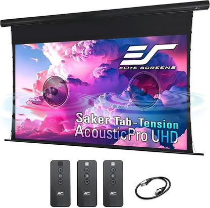Elite Screens Saker Tab-Tension AcousticProUHD RC1 Kit, 100-INCH 24" Drop Acoustically Sound Transparent Projector Screen, SKT100UH2-E24-AUHD