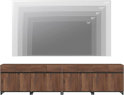 WAMPAT Modern TV Stand for TVs up to 120 inch, 4 in 1 Entertainment Center TV Console with Adjustable Shelves and Metal Base for Living Room,Bedroom,Brown