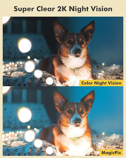 Dzees 5G/2.4G WiFi Indoor Security Camera Pet Camera No Subscription, 2K 360° WiFi Cameras, Wired Dog Pet Camera with Phone App, MagicPix Night Vision, Calls, 2-Way Audio, 24/7, Motion Tracking