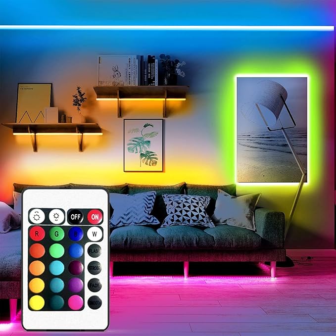 DAYBETTER Updated Bluetooth Remote Control for RGB LED Light Strips, 2 Ports 24 Key 4 Pin Output Dimmable LED Strip Lights Voltage DC 12V(Without Power Adapter)