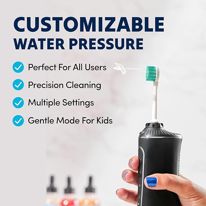 Puur Smile Professional Water Flosser - Advanced Dental Care for a Healthier Mouth, Gum, and Teeth - IPX7 Waterproof Oral Irrigator | 7 Replacement Tips, Travel-Friendly, Rechargeable - Oral Hygiene