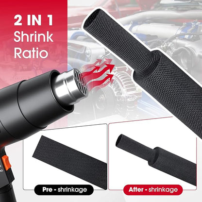 Sonoreboom 2 in 1 Heat Shrink Braided Sleeving Fabric Tubing-Ideal fit Irregular Shape Hose/Cable/Wire (45FT, 1-3/8"(34mm))