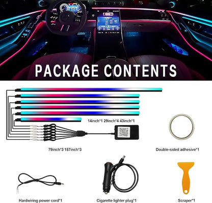 Dreamcolor Interior Car Lights, WEBUPAR Car Accessories 6 in 1 Car LED Strip Lights with APP Control and 213 Modes, 175 inches 593 LEDs Acrylic Fiber Optic Lights, RGB Neon Car Lighting