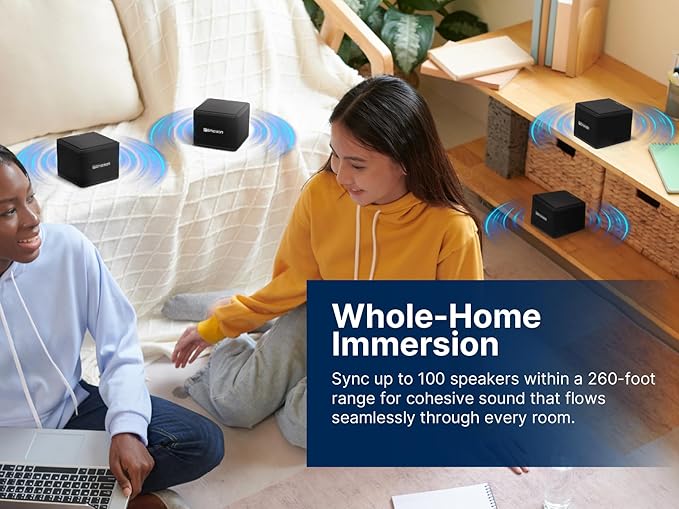 Emerson EAS-3006-BK Sound Blox – Wireless Magnetic Stackable Bluetooth Speakers, Instant Connect, Multi-Room Audio, USB-C Charging, Built-in Subwoofer