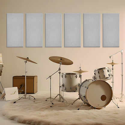 6 PCS Acoustic Panels, Large Soundproof Wall Panels, Professional Fiberglass Sound Absorbing Panels, 23.6x11.8 Inches Sound Proof Foam Panels for Walls, Studio Home Offices(Grey)