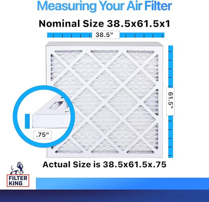 Filter King 38.5x61.5x1 Air Filter | 4-PACK | MERV 8 HVAC Pleated A/C Furnace Filters | MADE IN USA | Actual Size: 38.5 x 61.5 x .75"