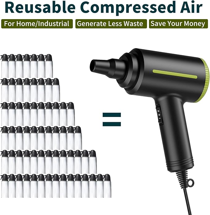 DOROBEEN Compressed Electric Air Blower, Handheld 500W 40000RPM Powerful Cored Air Duster for Computer Keyboard Electronics Cleaning