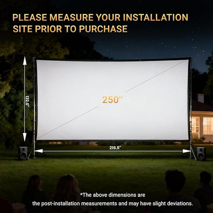 250 Inch Extra Large Projector Screen | Cinema-Grade Huge Movie Screen for Outdoor Use — Perfect for Backyard, Events, Church, School, Corporate by IOLIEO