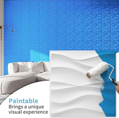 Art3d 20 Pack Decorative 3D Wall Panels, 19 Sq.Feet PVC Interior Wall Décor, 11.8"x11.8", White