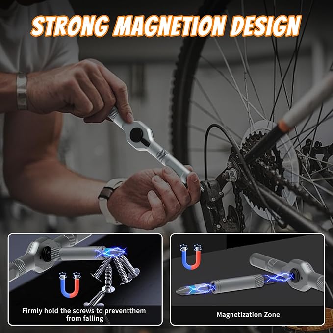 24 in 1 Magnetic Screwdriver Set,Upgrade DIY Ratchet Screwdriver Set with Detachable Ratchet Handle- Precision Repair Tool Kit for Furniture,Computer,Bicycle,Electronics,Phone,Watch