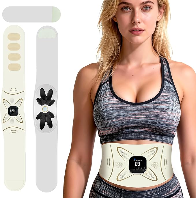 RoundT2 Ab Stimulator Muscle Toner - Heating & Massage Functions, Fat Burning & Abdominal Toning Device, Unisex Portable Home Fitness Equipment