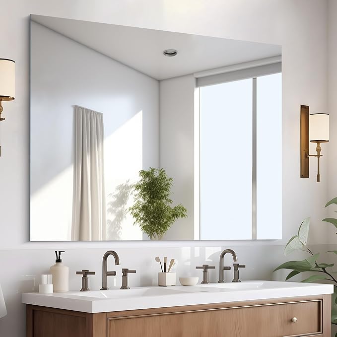CILIBER Frameless Mirror, 40x48 Inch Large Bathroom Mirrors for Wall Over Sink, Upgraded Shatterproof Vanity Mirror with Polished Edge for Bathroom,Bedroom,Living Room and Entryway