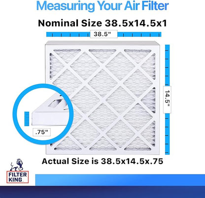 Filter King 38.5x14.5x1 Air Filter | 4-PACK | MERV 8 HVAC Pleated A/C Furnace Filters | MADE IN USA | Actual Size: 38.5 x 14.5 x .75"