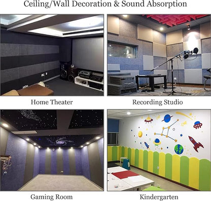 BXI Sound Absorber - 16 X 12 X 3/8 Inches 6 Pack High Density Acoustic Absorption Panel, Sound Absorbing Panels Reduce Echo Reverb, Tackable Acoustic Panels for Wall and Ceiling Acoustic Treatment