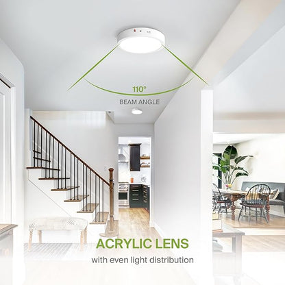 ASD LED 12" Round Flush Mount Ceiling Light Fixture, Low Profile Surface Lighting | 5CCT, Dimmable, Battery Backup, ETL Listed | 24W 2100LM 2700-6000K 120V | Kitchen, Hallway Lamp | White, 12 Pack