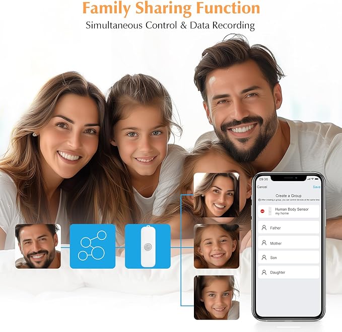 eMylo WiFi Motion Sensor 2 Pack, Smart Wireless Presence Sensor Detector with App Notification Alert, Home Security System PIR Motion Detector Compatible with Smart Life App(2.4 GHz Wi-Fi Required)