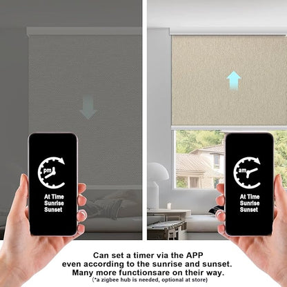 COOLWINDS Motorized Blinds with Remote Cordless Automatic Motorized Shades Custom Blinds for Windows Smart Curtains Compatible with Alexa Google Home(Blackout Sweet Latte,W65 x H72in)