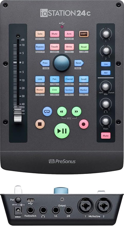 PreSonus ioStation 24c 2x2, 192 kHz, USB Audio Interface and Production Controller with Studio One Artist and Ableton Live Lite DAW Recording Software