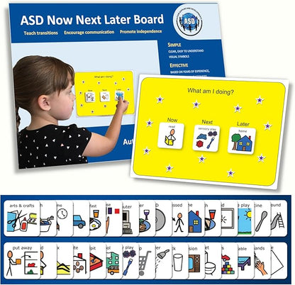 First Then Visual Schedule for Kids –Premium Durable Plastic –32 Communication Cards –Autism Learning Materials –Special Education Classroom (English)