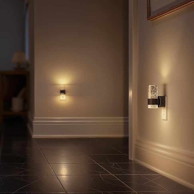 Briignite Night Light, Dimmable Night Lights Plug into Wall, LED Night Light with 0-100 LM Adjustable Brightness, 3000K Automatic Plug in Night Lights with Dusk to Dawn Sensor, for Bathroom Hallway
