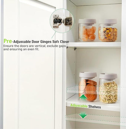 Wall Kitchen Cabinets, RTA Cabinets, White Shaker Cabinet, Wall Mounted, RTA Upper Cabinet, Modern for Kitchen and Bathroom with Door (White, 09" W x 36" H x 12" D)
