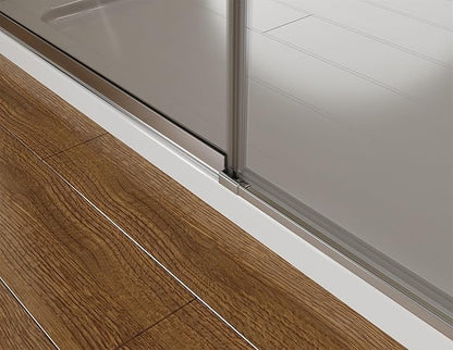 Pivot Swing Shower Door, Adjustable Width 58.9-60" W x 74" H Semi-Frameless Shower Glass Door with 5/16 in (8mm) Clear SGCC Tempered Glass with Nano Easy-Clean Coating (Chrome)