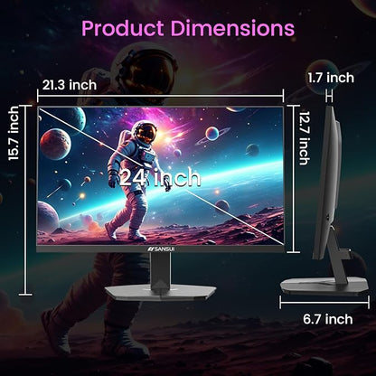SANSUI 24 Inch Gaming Monitor 160Hz FHD 1080P Computer Monitor, FreeSync 1ms 4000:1 Contrast, HDMI DP Ports VESA Support Eye Care Monitor for Gaming Office (HDMI Cable Included ES-G24F4M)