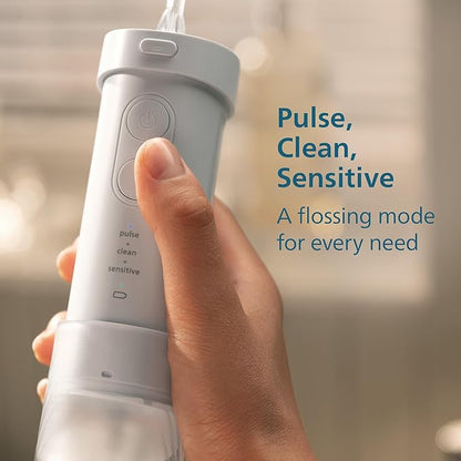 Philips Sonicare Compact Flosser 1000, Blue, ProtectiveClean 5300 Rechargeable Electric Toothbrush and 2PK Compact Nozzle Bundle