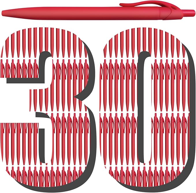 Aozora Pens Bulk 30 Pack Red Click Pens No Bleed Wholesale Retractable Ballpoint Pens Medium Point,Smooth Ink Pens for Journaling School Office Supplies 1.0MM Red Ink