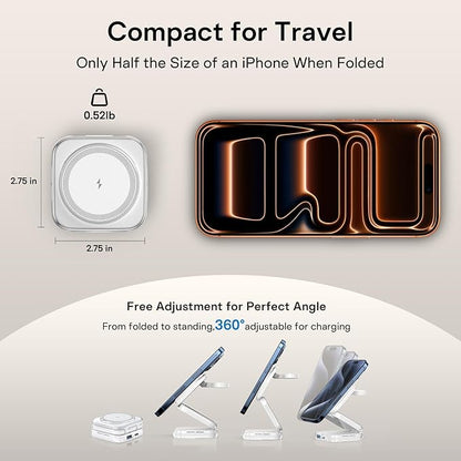 5-in-1 Wireless Charger for MagSafe, AC ISLAND Portable Travel Charging Station, 35W Max Fast Foldable Magnetic Stand, Evolved for iPhone 17-12 & Air Series, Apple Watch, AirPods (with 35W Adapter)