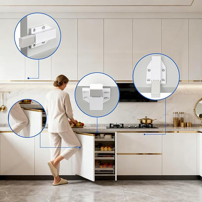 Magnetic Push to Open Jiayi Push Release Magnet Cabinet Door Latch, Push Open Drawer Catch for Large Door, Push in Door Unlock Kitchen Spring Opening Press Out Push Magnetic Latches (White, 4 Pack)