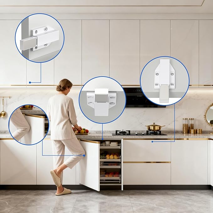 Magnetic Push Latch Heavy Duty Jiayi Push to Open Cabinet Hardware Magnetic Touch Latches for Large Door Push Release Latches Kitchen Drawer Push Catch Press Out Latch (White, 2 Pack)