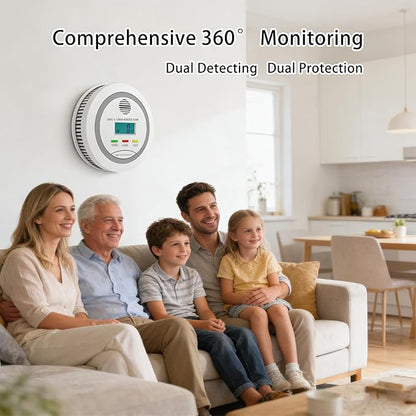 Virtue Sensor Smoke & Carbon Monoxide Detector, 2-in-1 CO Detector Alarm for Home Garage RV with LCD Display Safety Alarm System Audible and Visual Alert