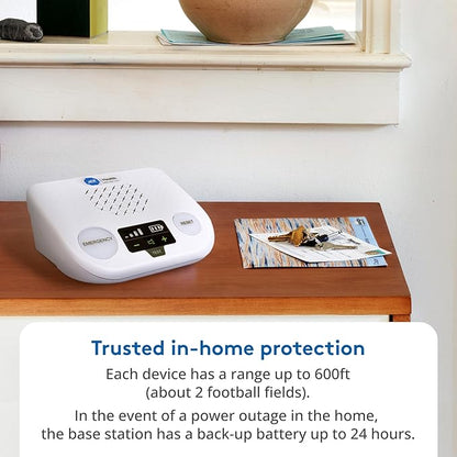 ADT Medical Alert Plus - in-Home Medical Alert System for Seniors - Cellular 4G Coverage, 600ft Pendant Range, Home Temperature Monitoring, 24/7 U.S. Based Monitoring (Black Wristband)