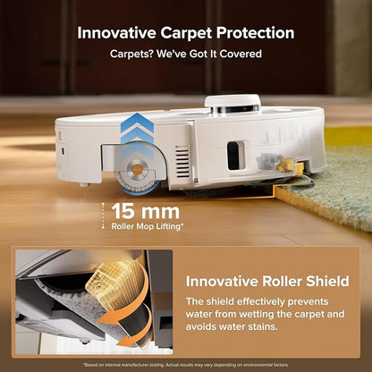 roborock Qrevo Curv 2 Flow Robot Vacuum and Mop, SpiraFlow Real-Time Self-Cleaning Roller Mop, 20,000 Pa, Dual Zero-Tangle System, AI Obstacle Avoidance, Heat-Washes & Dries Mop, Carpet Protection