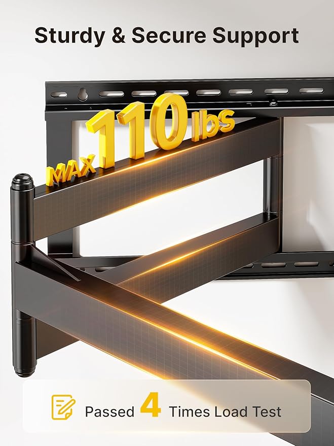monTEK Long Arm TV Wall Mount for Most 43-80 Inch TVs, 42 Inch Long Extension TV Mount Swivel and Tilt, Full Motion Wall Mount Tv Bracket Fit Max VESA 600 x 400mm, Up to 110 lbs, 16”,18” Studs