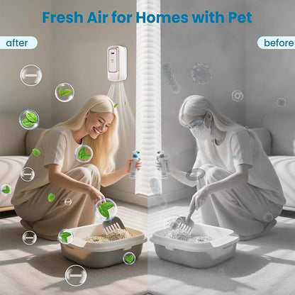 Cat Litter Deodorizer Plug in (4 Pack) - Ozone-Free Negative Ion Air Purifier for Litter Box, Compact Odor Eliminator for Strong Pet Odors, Quiet Air Freshener for Home, Bedroom, Kitchen