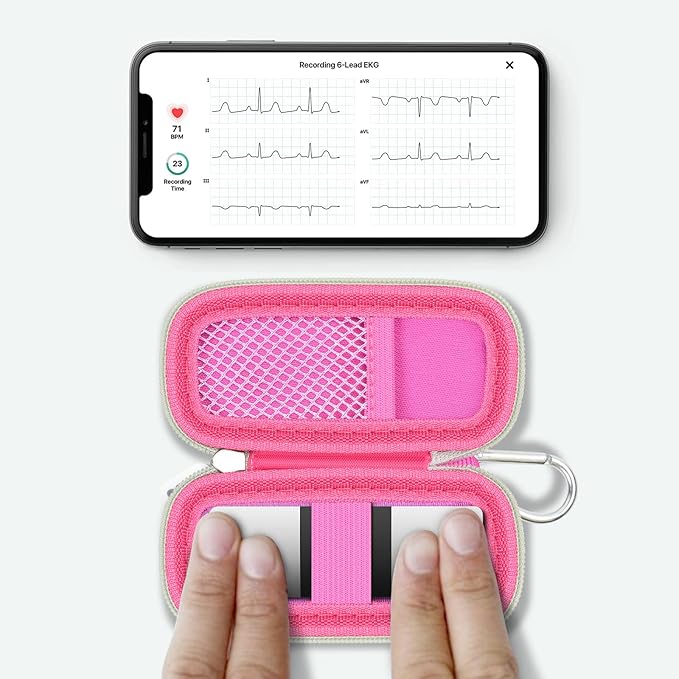 Heart Monitor Case Compatible with AliveCor Kardia Mobile ECG/for KardiaMobile 6L for Apple and Android Device - CASE ONLY (Rose Red)