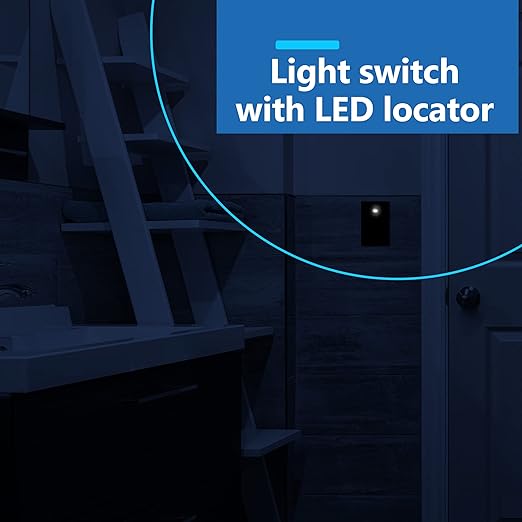 LIDER Minimalist Design Matte Finish Lighted Decorator Switch, Frameless Paddle Light Switch with Locator Light, Grounding Screw, 3-Way or Single Pole, 15A 120V, UL Listed,LS15-3W-BK10P, Black,10 Pack
