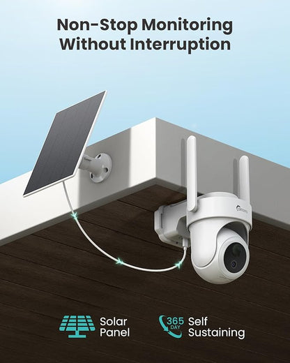 CAMSTRO 4K Security Cameras Wireless Outdoor, Solar Cameras for Home Security Battery-Powered, 360° Pan & Tilt, 3MP Color Night Vision, Two-Way Audio, Compatible with Alexa